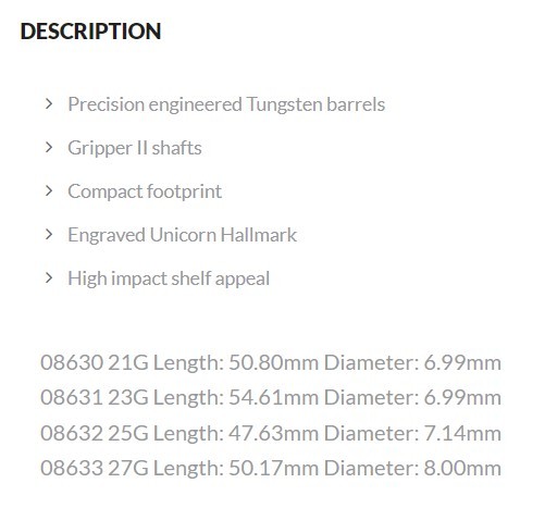Unicorn Steeldarts - Core Plus Tungsten