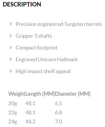 Unicorn Steeldarts - CORE TUNGSTEN STYLE 3 - 80% TUNGSTEN