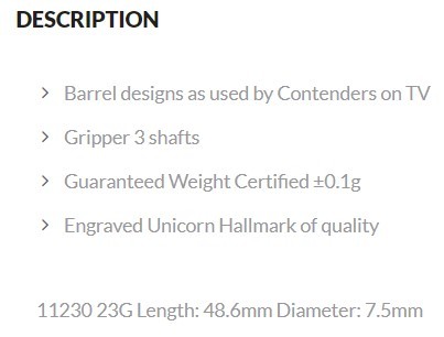 Unicorn Steeldarts - CONTENDER 90% TUNGSTEN - ADAM HUNT 23 gr