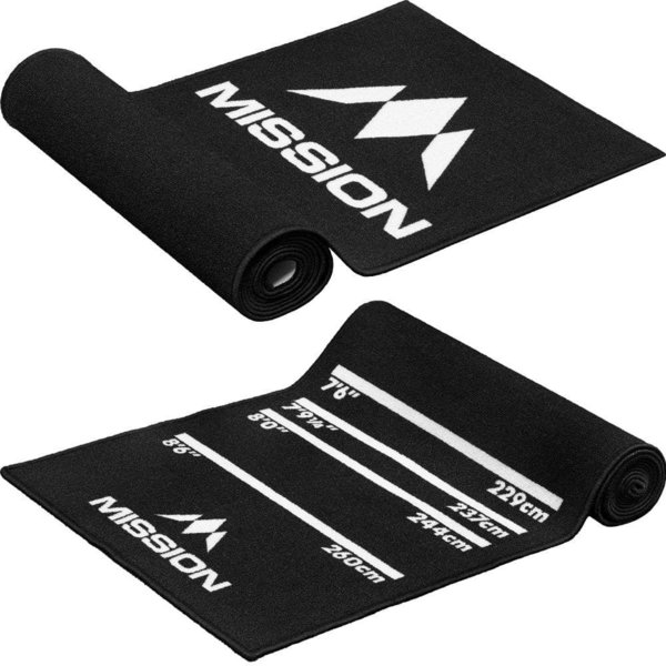 Mission Carpet Dart Mat - Non Slip Back - schwarz mit Logo 60 cm breit