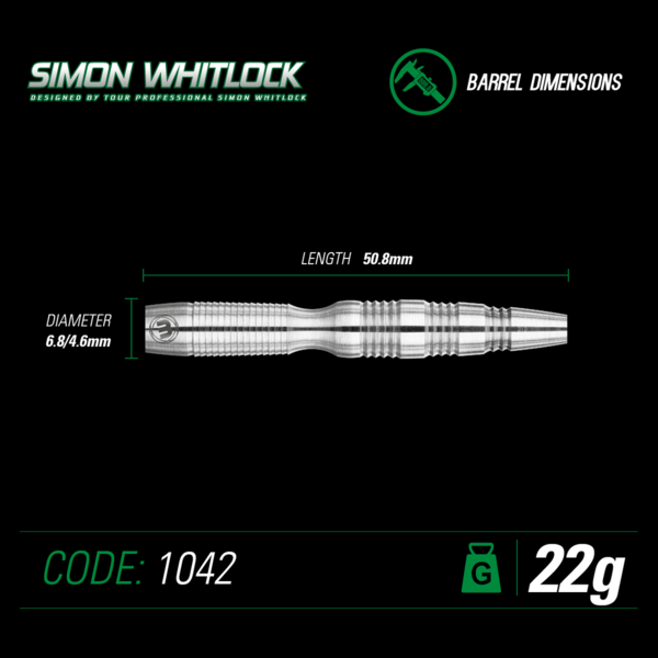 Winmau Steeldarts - Simon Whitlock 90% Tungsten silber - Griffmulde