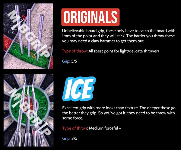 MibGrip Steeldartspitzen - Points Mib Grip "Originals" und "Ice" - Originals Sale ehem. 15,90 !